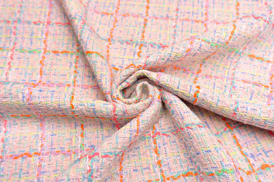 【ネオンカラー】輸入生地 ツイード 【WISE NATIONS/ワイズ・ネーションズ】 ARIA シャネルツイード ポリエステル・ウール ファンシーツイード 10cm単位 生地・布(nw337tv)