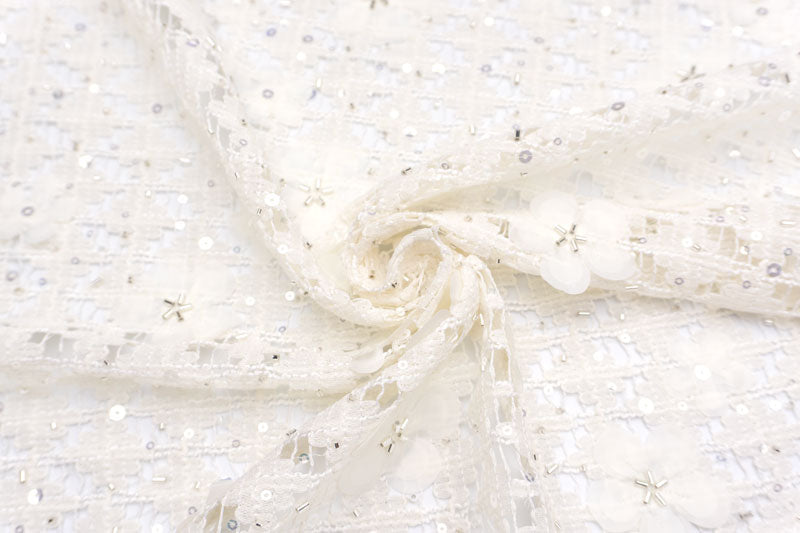 輸入生地 ツイード 【WISE NATIONS/ワイズ・ネーションズ】 OPERA シャネルツイード シンセ素材 エンブロイダリー調ファンシーツイード 10cm単位 生地・布(nw329tv)