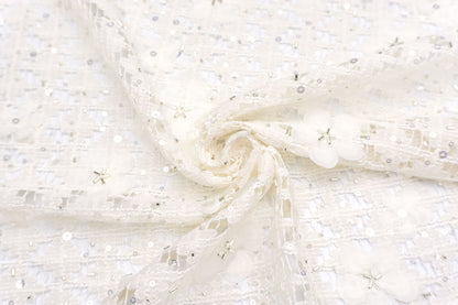 輸入生地 ツイード 【WISE NATIONS/ワイズ・ネーションズ】 OPERA シャネルツイード シンセ素材 エンブロイダリー調ファンシーツイード 10cm単位 生地・布(nw329tv)