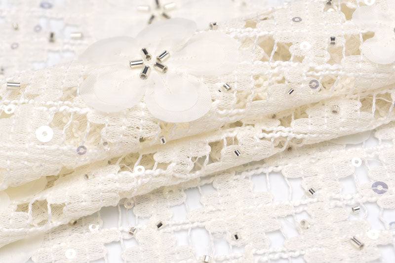 輸入生地 ツイード 【WISE NATIONS/ワイズ・ネーションズ】 OPERA シャネルツイード シンセ素材 エンブロイダリー調ファンシーツイード 10cm単位 生地・布(nw329tv)