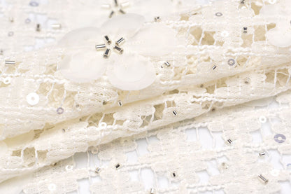 輸入生地 ツイード 【WISE NATIONS/ワイズ・ネーションズ】 OPERA シャネルツイード シンセ素材 エンブロイダリー調ファンシーツイード 10cm単位 生地・布(nw329tv)