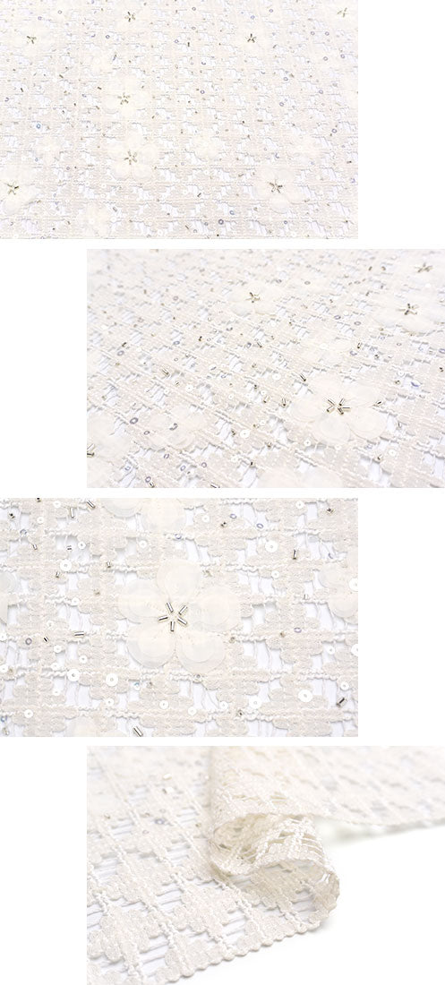 輸入生地 ツイード 【WISE NATIONS/ワイズ・ネーションズ】 OPERA シャネルツイード シンセ素材 エンブロイダリー調ファンシーツイード 10cm単位 生地・布(nw329tv)