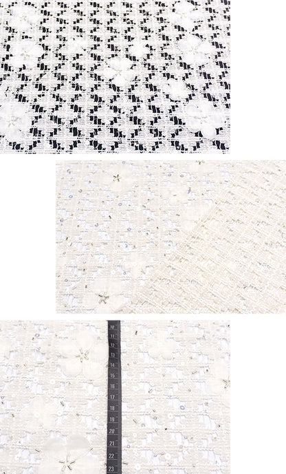 輸入生地 ツイード 【WISE NATIONS/ワイズ・ネーションズ】 OPERA シャネルツイード シンセ素材 エンブロイダリー調ファンシーツイード 10cm単位 生地・布(nw329tv)