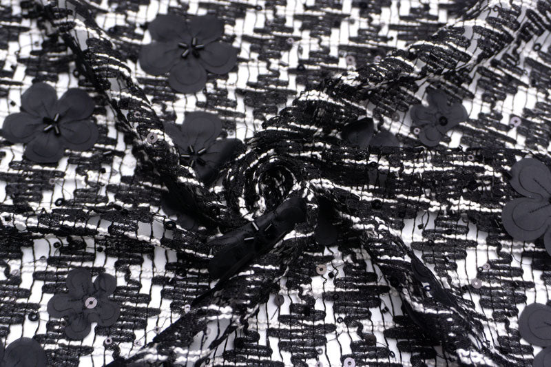 輸入生地 ツイード 【WISE NATIONS/ワイズ・ネーションズ】 OPERA シャネルツイード シンセ素材 エンブロイダリー調ファンシーツイード 10cm単位 生地・布(nw330tv)