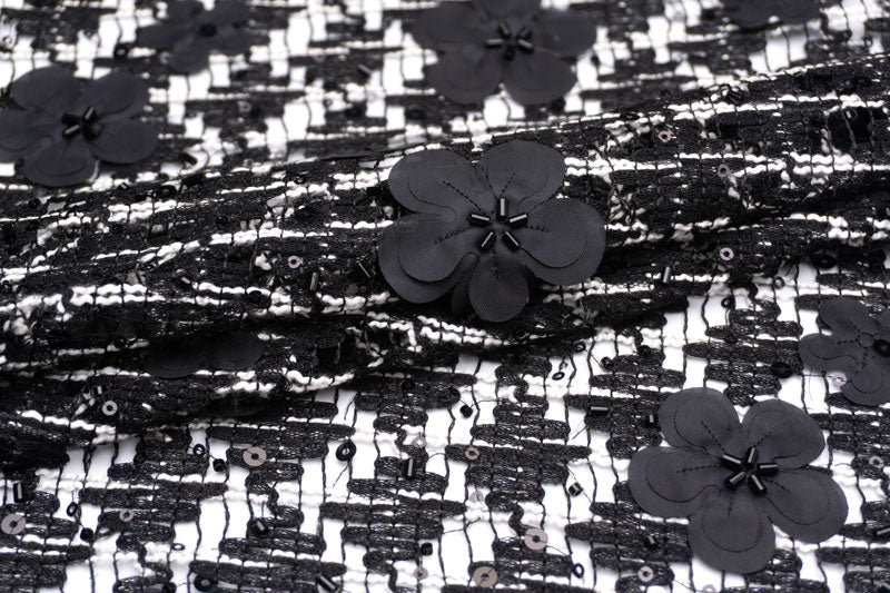 輸入生地 ツイード 【WISE NATIONS/ワイズ・ネーションズ】 OPERA シャネルツイード シンセ素材 エンブロイダリー調ファンシーツイード 10cm単位 生地・布(nw330tv)